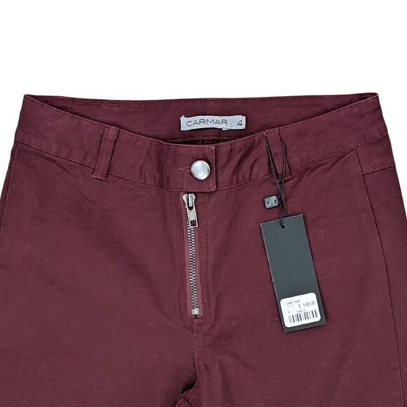 NWT Carmar Women's Burgundy Ankle Zip Pants Size 4 - Picture 4 of 9